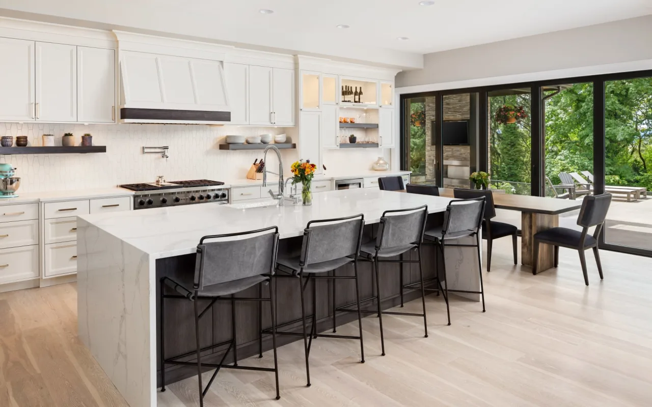 Updated kitchen with bar seating